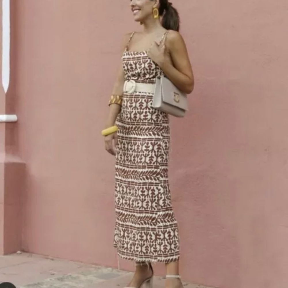 Zara Printed Linen Blend Dress